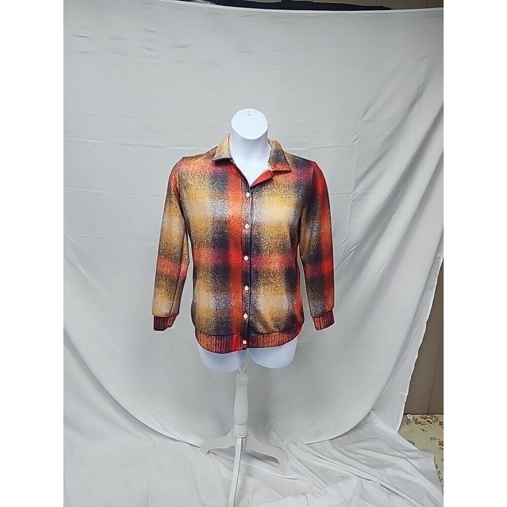 handmade Button-up vintage cardigan blouse Top bright colorful SZ L